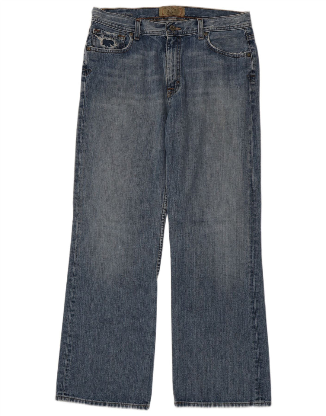 BKE Mens Tyler Bootcut Jeans W33 L32 Blue Cotton