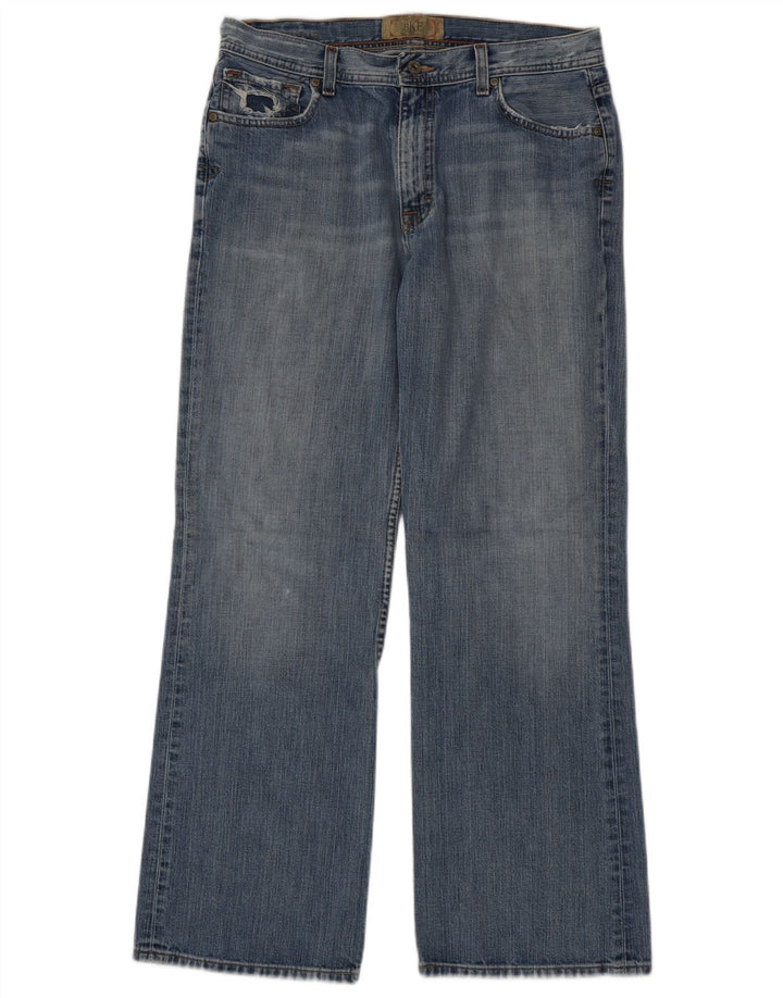 BKE Mens Tyler Bootcut Jeans W33 L32 Blue Cotton