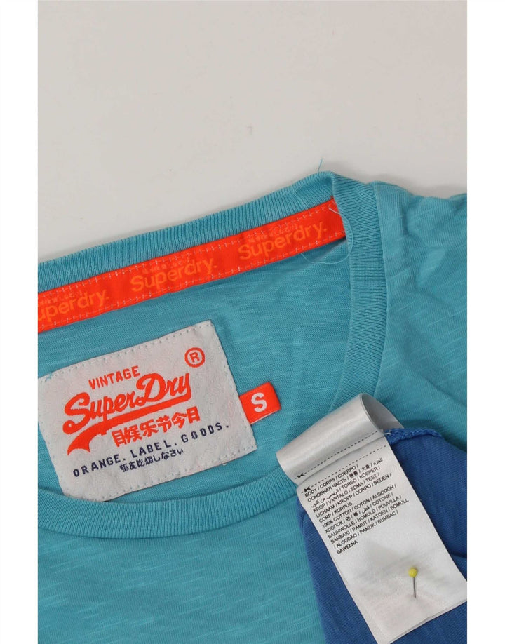 Superdry Mens T-Shirt Top Small Blue Tie Dye Cotton