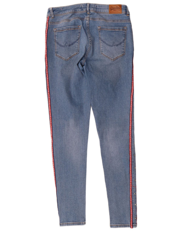 Superdry Womens Casse Graphic Skinny Jeans W28 L29 Blue Striped Cotton