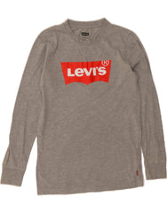 LEVI'S Boys Graphic Top Long Sleeve 15-16 Years Grey Cotton