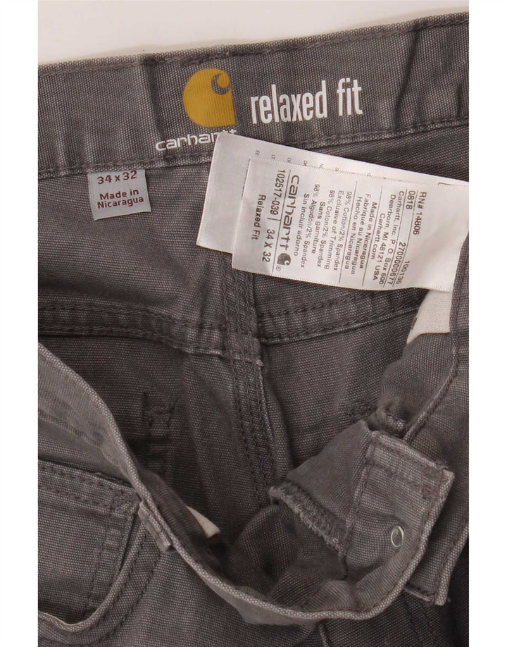Carhartt Mens Relaxed Fit Cargo Trousers W34 L32 Grey Cotton