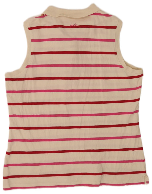 Joules Womens Sleeveless Polo Shirt UK 18 XL White Striped