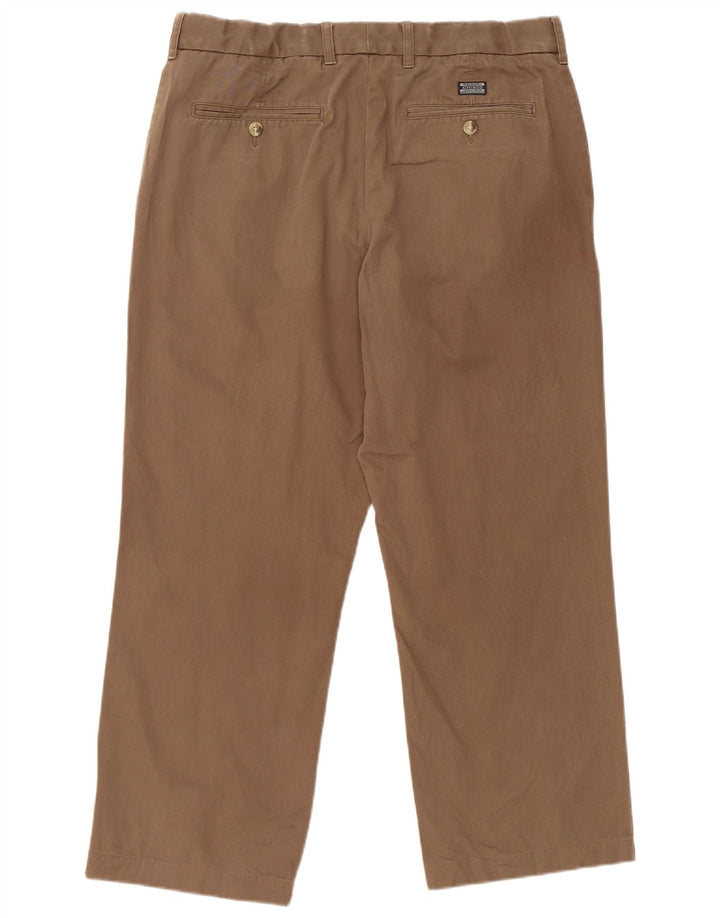 Marks & Spencer Mens Straight Suit Trousers W34 L26 Brown Cotton
