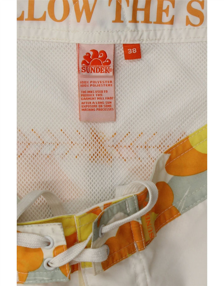 Sundek Mens Graphic Swimwear XL  White Floral Polyester