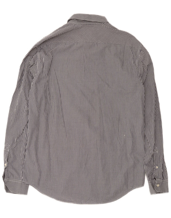 Timberland Mens Slim Fit Shirt Large Navy Blue Gingham Cotton