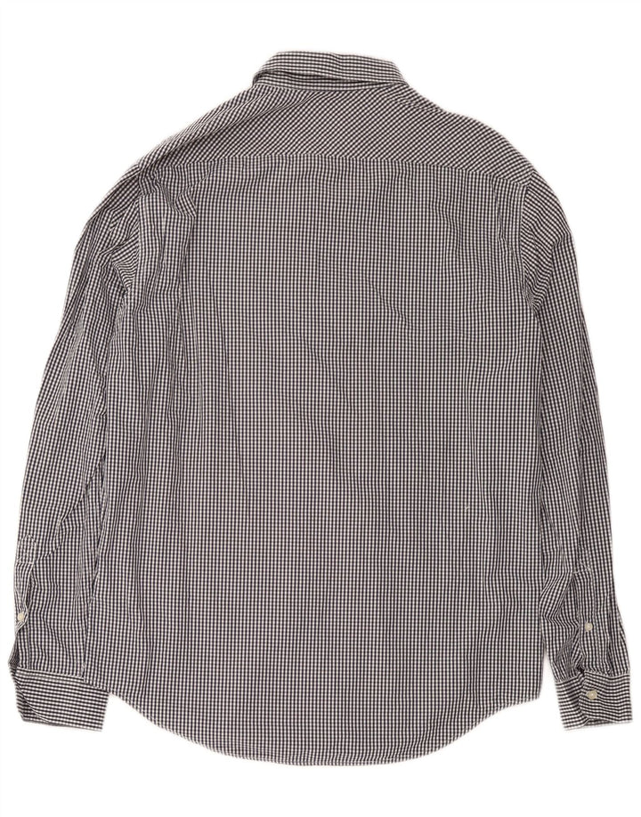 Timberland Mens Slim Fit Shirt Large Navy Blue Gingham Cotton