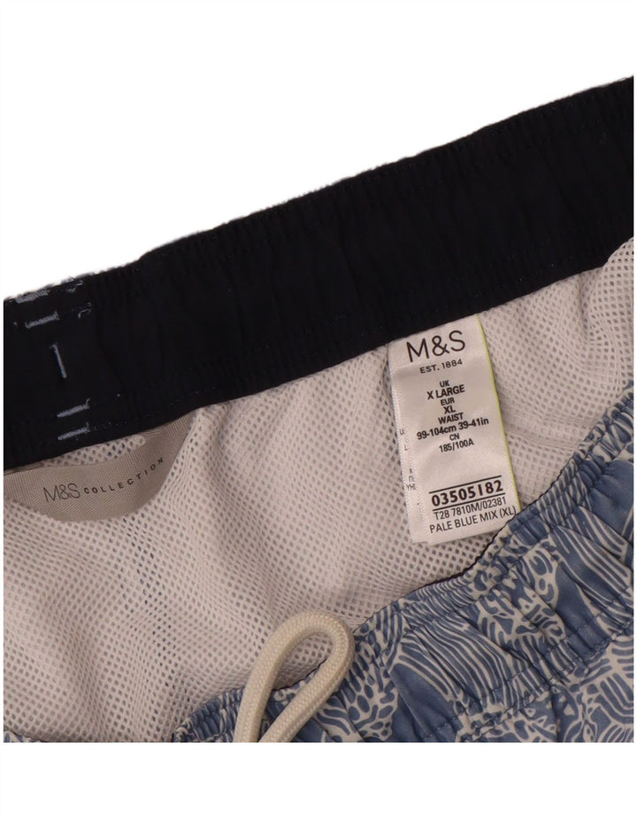 Marks & Spencer Mens Abstract Pattern Swimming Shorts XL  Blue Polyester