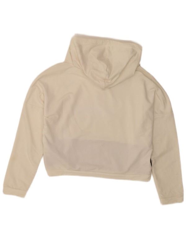 Puma Womens Crop Graphic Hoodie Jumper UK 10 Small White Colourblock