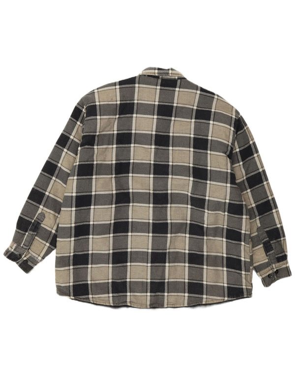 LEEDS Mens Lumberjack Flannel Shirt Size 43/44 XL Grey Plaid Cotton