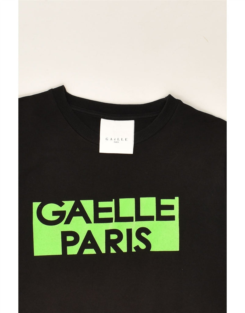 GAELLE Womens Graphic Tunic Top UK 8 Small Black | Vintage Gaelle | Thrift | Second-Hand Gaelle | Used Clothing | Messina Hembry 