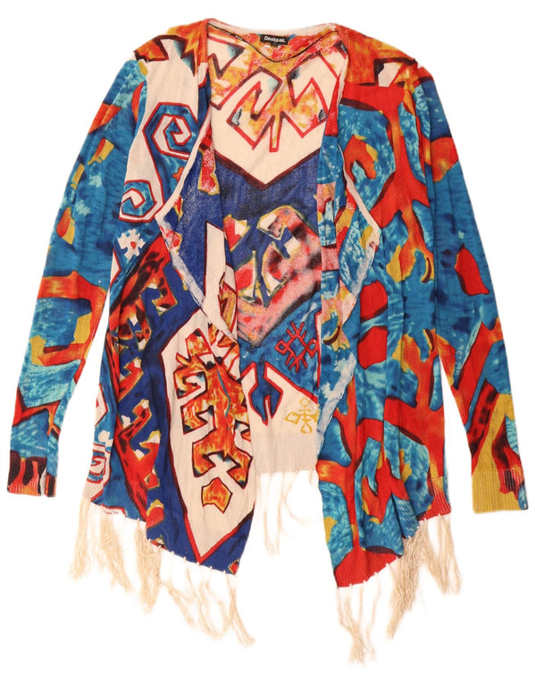 Desigual Womens Longline Cardigan Sweater UK 10 Small Multicoloured