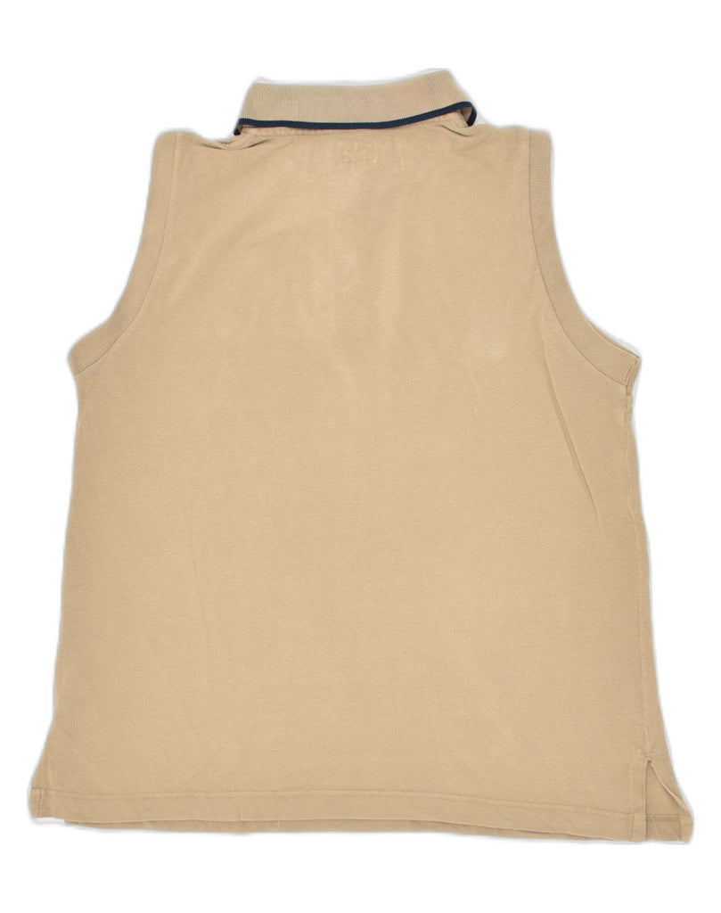 ARMANI Womens Sleeveless Polo Shirt UK 12 Medium  Beige Cotton | Vintage Armani | Thrift | Second-Hand Armani | Used Clothing | Messina Hembry 