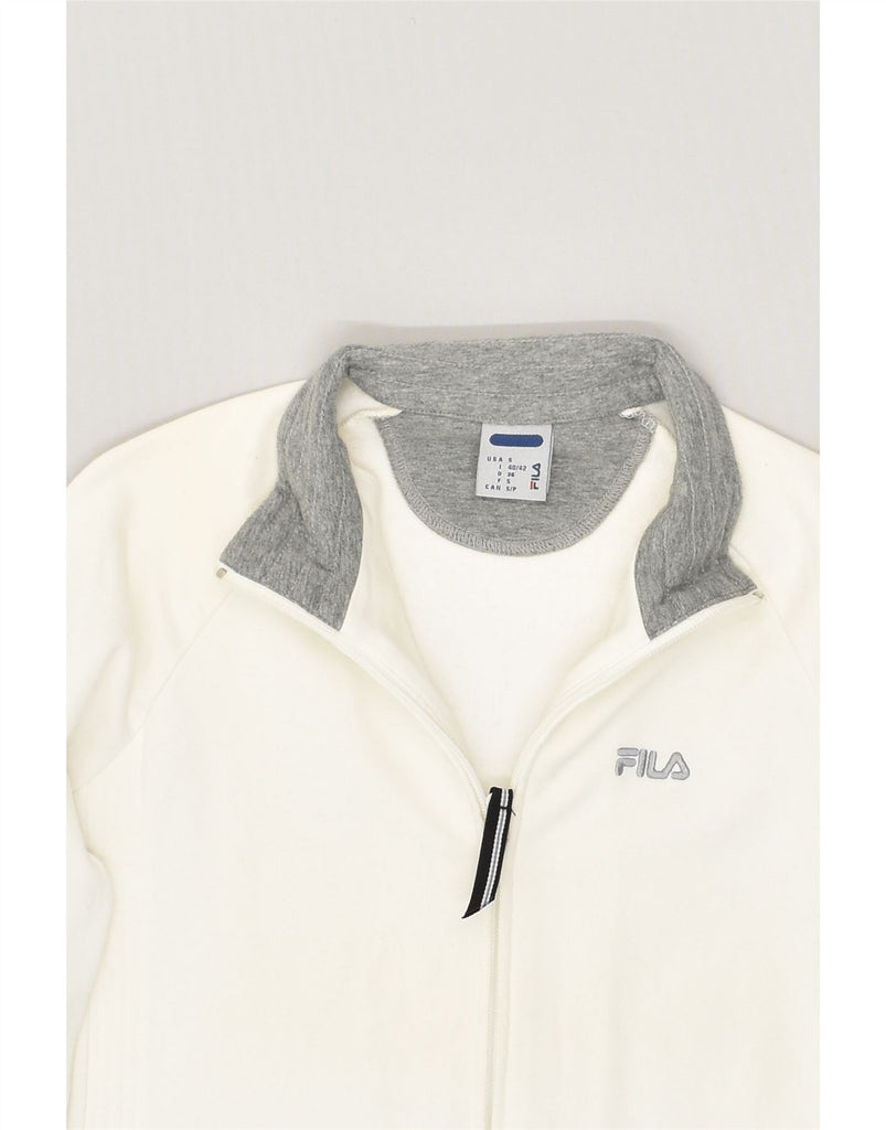 FILA Womens Tracksuit Top Jacket IT 40/42 Medium White Cotton | Vintage Fila | Thrift | Second-Hand Fila | Used Clothing | Messina Hembry 