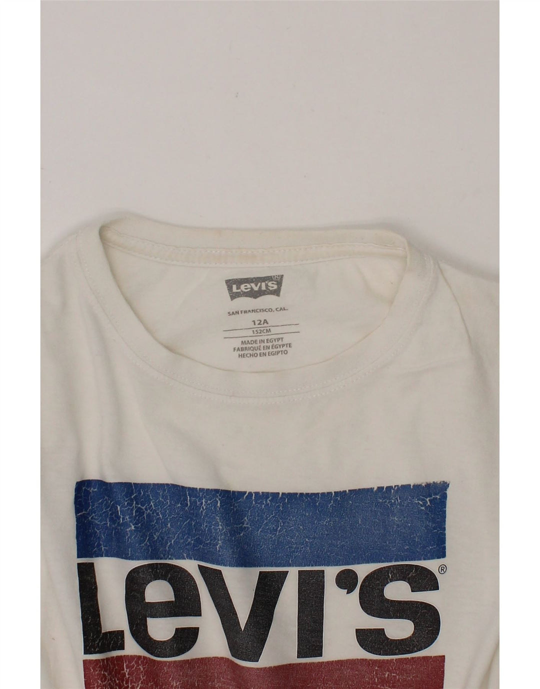 LEVI'S Boys Graphic T-Shirt Top 11-12 Years White Cotton Vintage Levi's and Second-Hand Levi's from Messina Hembry 