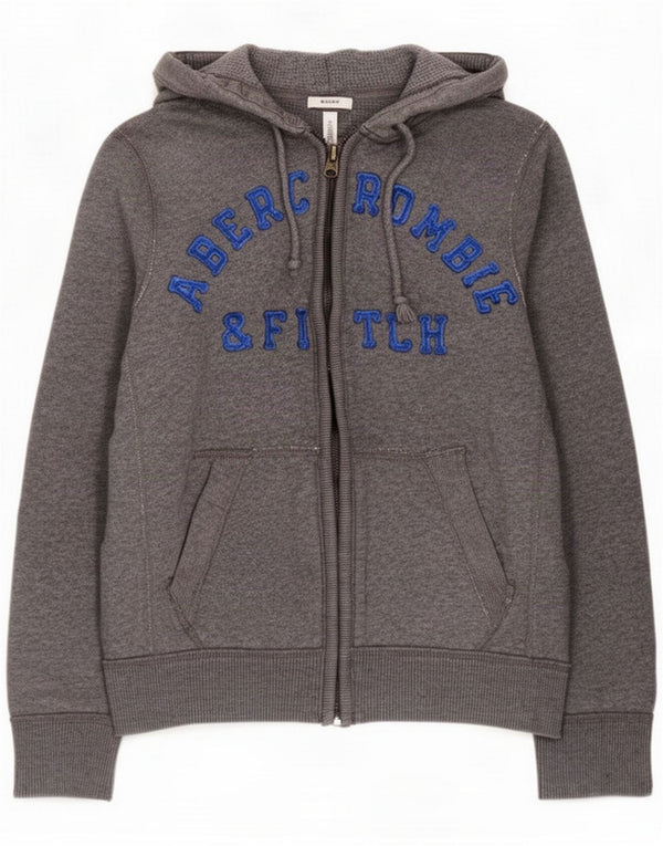 Abercrombie & Fitch Mens Graphic Zip Hoodie Sweater Medium Grey Cotton