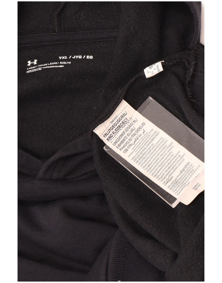 UNDER ARMOUR Boys Hoodie Jumper 13-14 Years XL Black Cotton