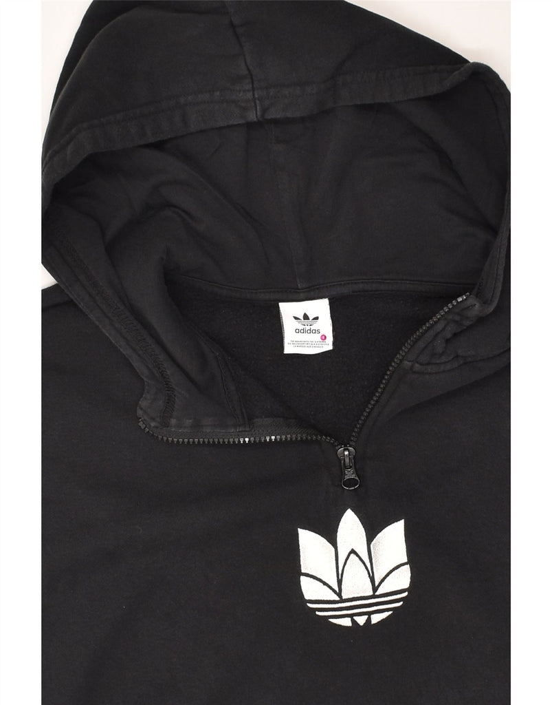 ADIDAS Womens Graphic Zip Neck Hoodie Jumper UK 22 3XL Black Cotton | Vintage Adidas | Thrift | Second-Hand Adidas | Used Clothing | Messina Hembry 