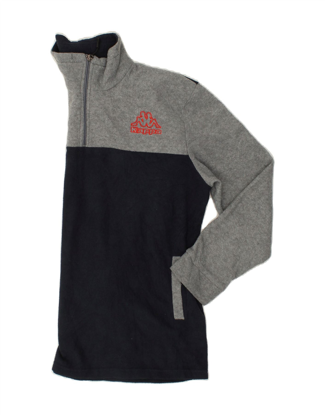 KAPPA Mens Zip Neck Fleece Jumper XL Grey Colourblock Vintage Kappa and Second-Hand Kappa from Messina Hembry 
