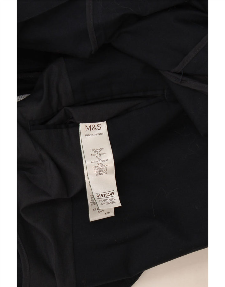 Marks & Spencer Mens 2 Button Blazer Jacket UK 44 XL Navy Blue Cotton