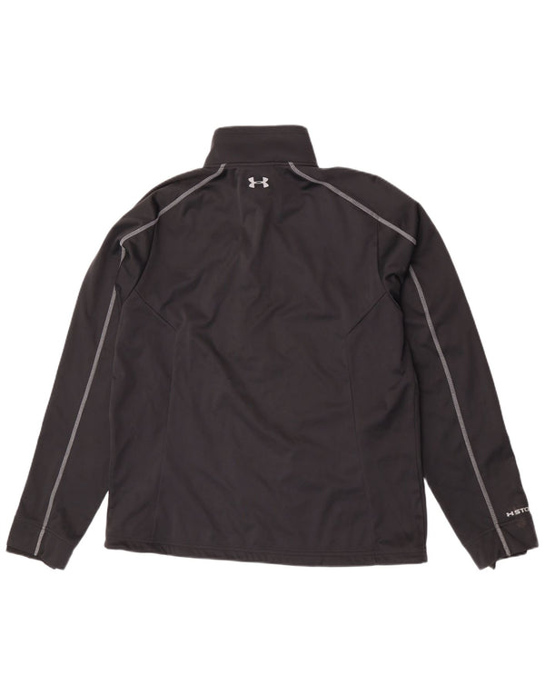 Under Armour Mens Zip Neck Pullover Tracksuit Top Large Black Polyester