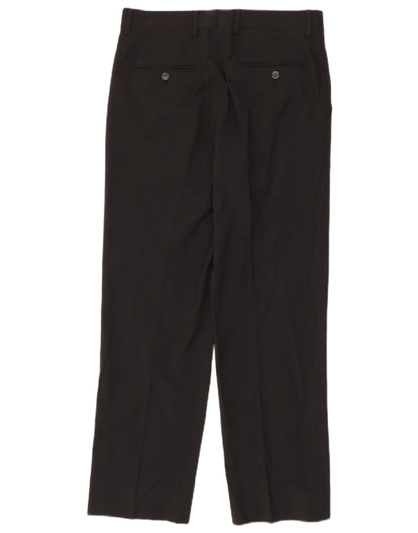 Zara Mens Straight Suit Trousers EU 40 Medium W31 L30 Black Polyester