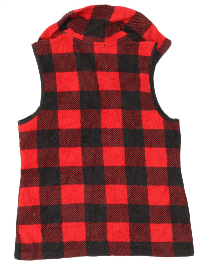 Chaps Womens Fleece Gilet UK 14 Medium Red Gingham Polyester