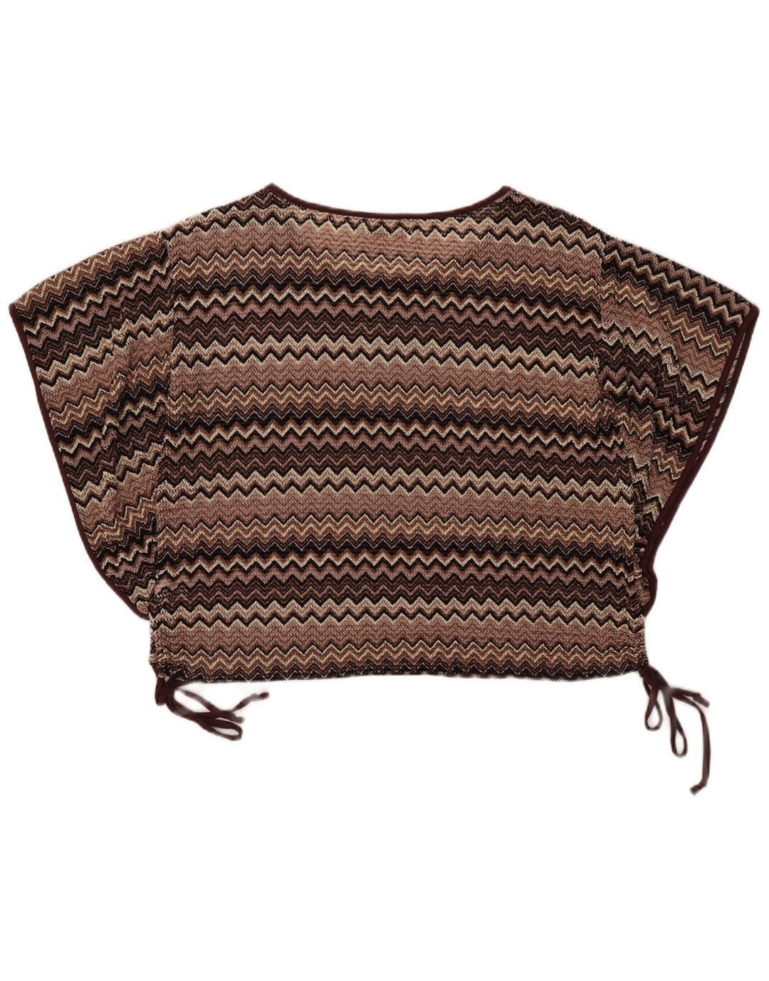 Mizumi Womens Batwing Oversized Blouse Top UK 10 Small Brown Chevron
