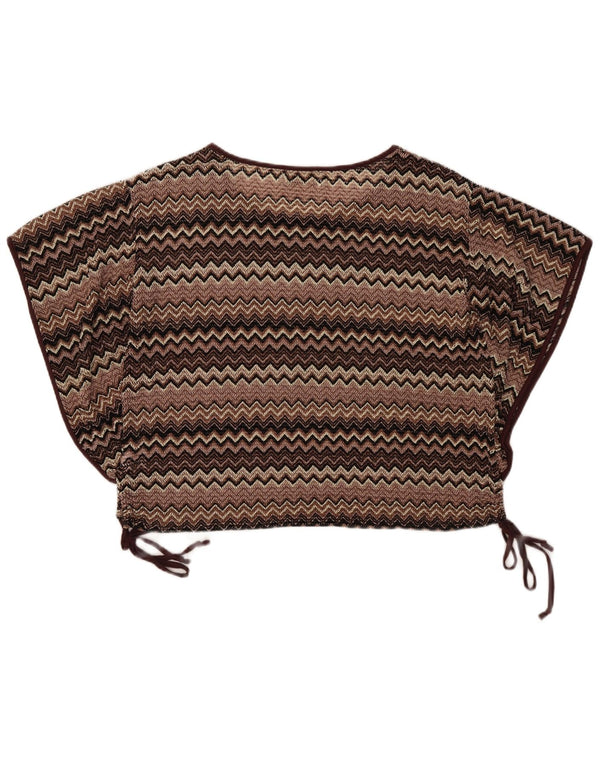 Mizumi Womens Batwing Oversized Blouse Top UK 10 Small Brown Chevron