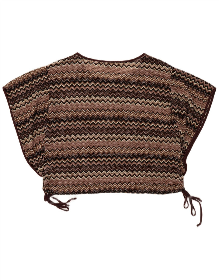Mizumi Womens Batwing Oversized Blouse Top UK 10 Small Brown Chevron