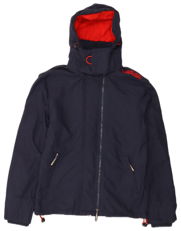 Superdry Womens Graphic Windbreaker Jacket UK 14 Medium Navy Blue