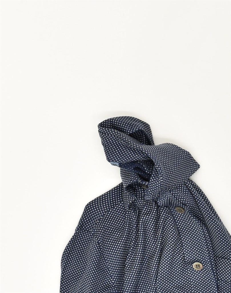 ERMENEGILDO ZEGNA Mens Shirt Size 40 Medium Navy Blue Polka Dot Cotton | Vintage Ermenegildo Zegna | Thrift | Second-Hand Ermenegildo Zegna | Used Clothing | Messina Hembry 