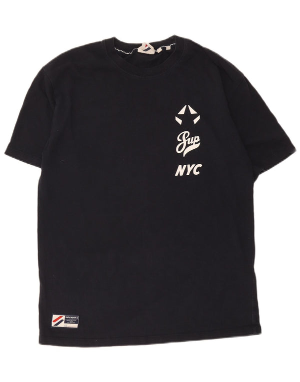 Superdry Womens Oversized Graphic T-Shirt Top UK 10 Small Navy Blue Cotton