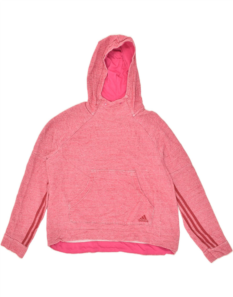 ADIDAS Womens Hoodie Jumper UK 16/18 Large Pink Cotton | Vintage Adidas | Thrift | Second-Hand Adidas | Used Clothing | Messina Hembry 