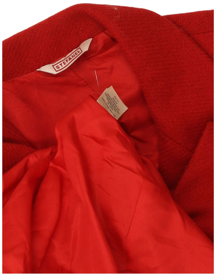 Stefanel Womens 3 Button Blazer Jacket UK 14 Medium Red Wool