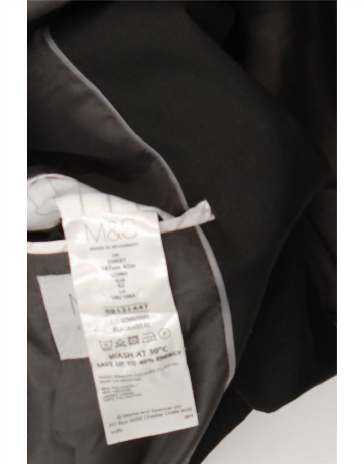 Marks & Spencer Mens Long 2 Button Blazer Jacket UK 42 Large Black