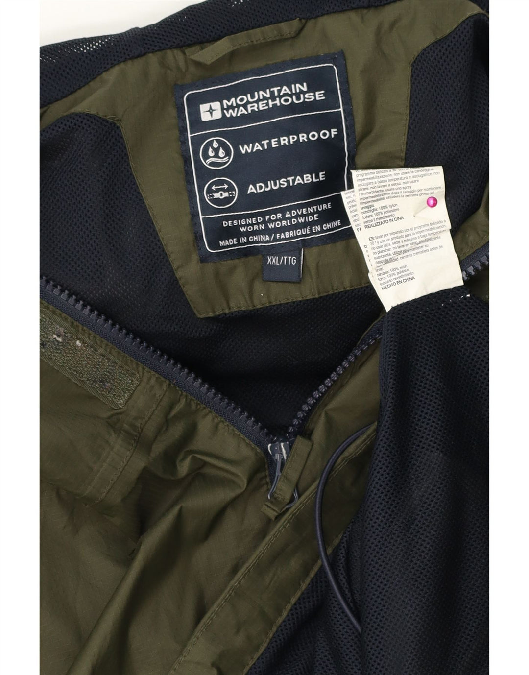 Mountain Warehouse Mens Hooded Rain Jacket UK 44 2XL Khaki Polyester