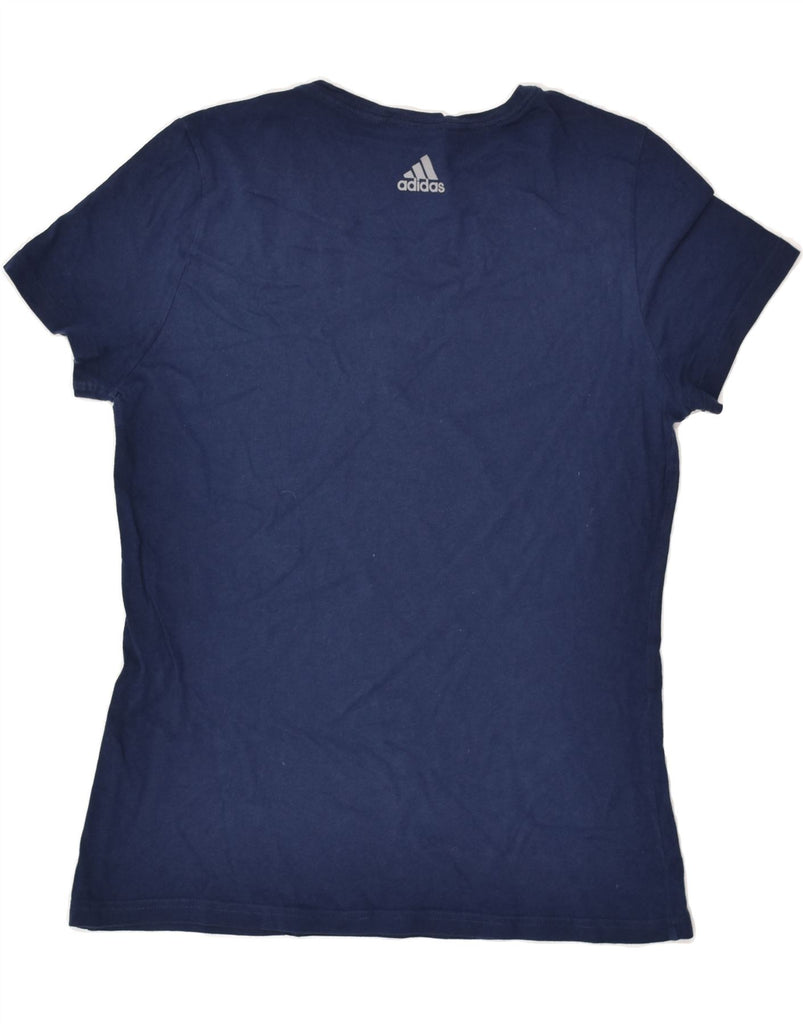 ADIDAS Womens Graphic T-Shirt Top UK 14 Large Navy Blue | Vintage Adidas | Thrift | Second-Hand Adidas | Used Clothing | Messina Hembry 