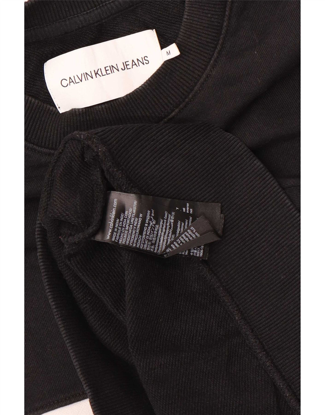 Calvin Klein Jeans Mens Graphic Sweatshirt Jumper Medium Black Colourblock