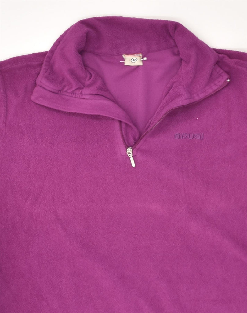 BRUGI Womens Zip Neck Fleece Jumper UK 14 Medium Purple Polyester | Vintage Brugi | Thrift | Second-Hand Brugi | Used Clothing | Messina Hembry 