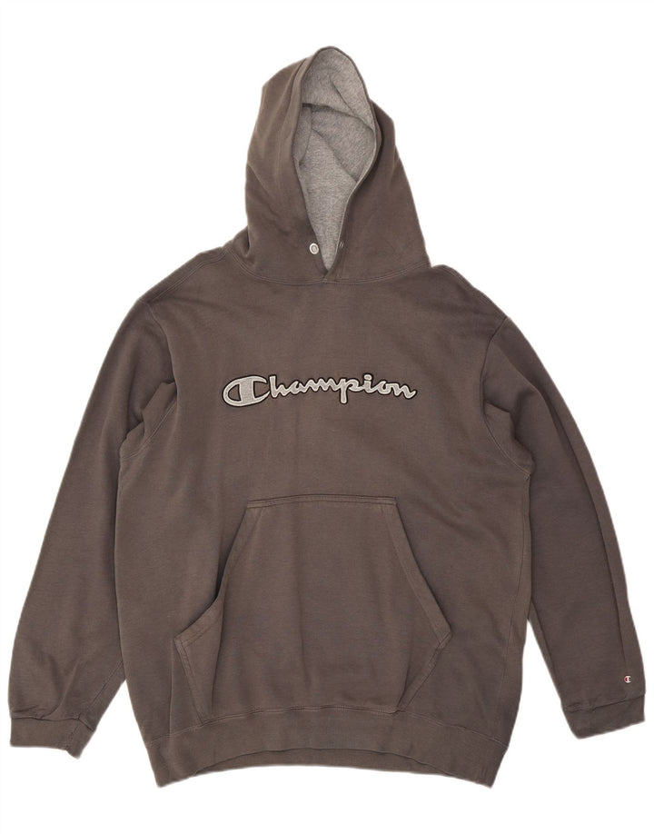 CHAMPION Mens Graphic Hoodie Jumper Medium Grey Cotton