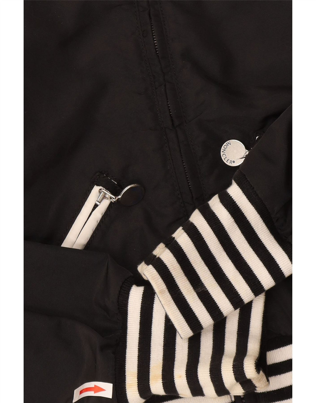 Moncler Girls Crop Bomber Jacket 9-10 Years Black Striped Polyamide