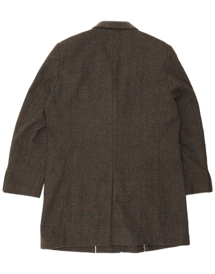 VINTAGE Mens Regular Longline 3 Button Blazer Jacket UK 46 3XL Grey Check