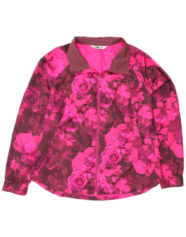 The North Face Womens Tracksuit Top Jacket UK 18 XL Pink Floral Polyester