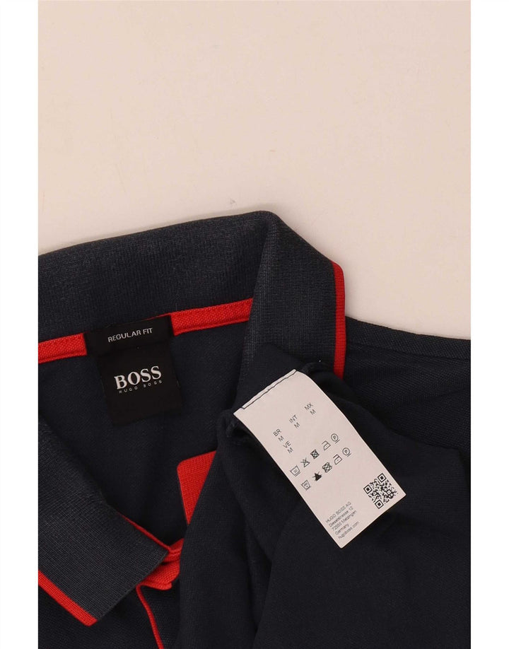 Hugo Boss Mens Regular Fit Polo Shirt Medium Navy Blue Cotton