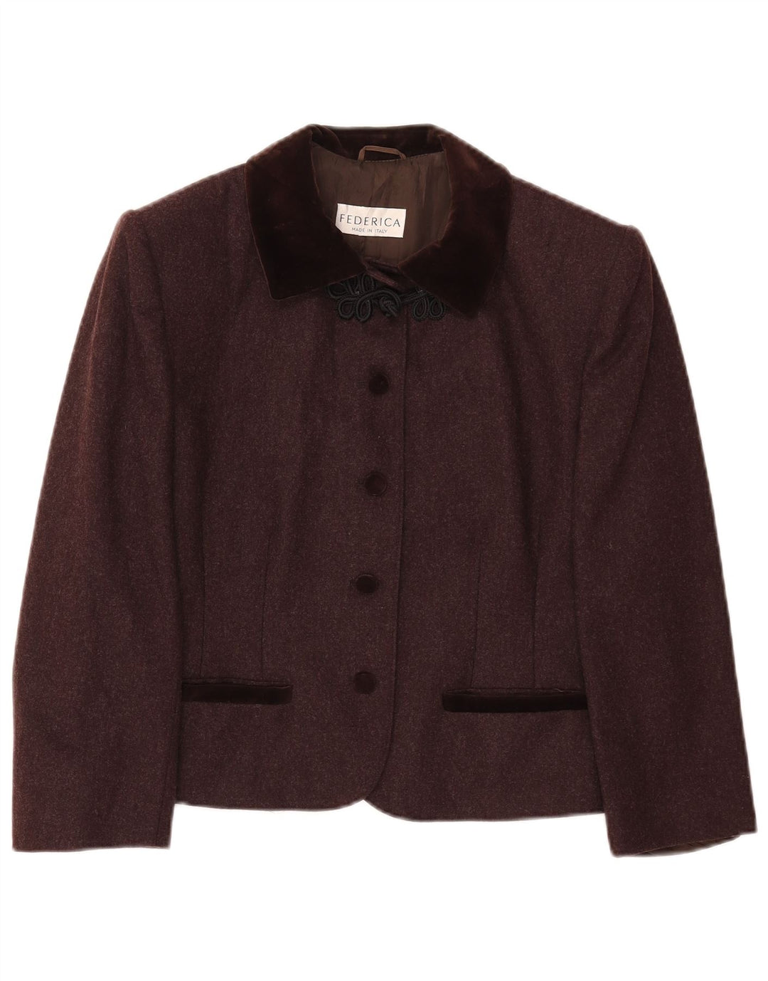 Federica Womens 5 Button Blazer Jacket UK 14 Medium Brown Wool