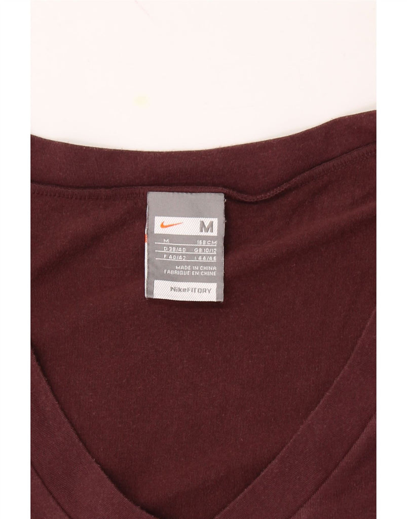 NIKE Womens Graphic T-Shirt Top UK 10/12 Medium Burgundy Vintage Nike and Second-Hand Nike from Messina Hembry 