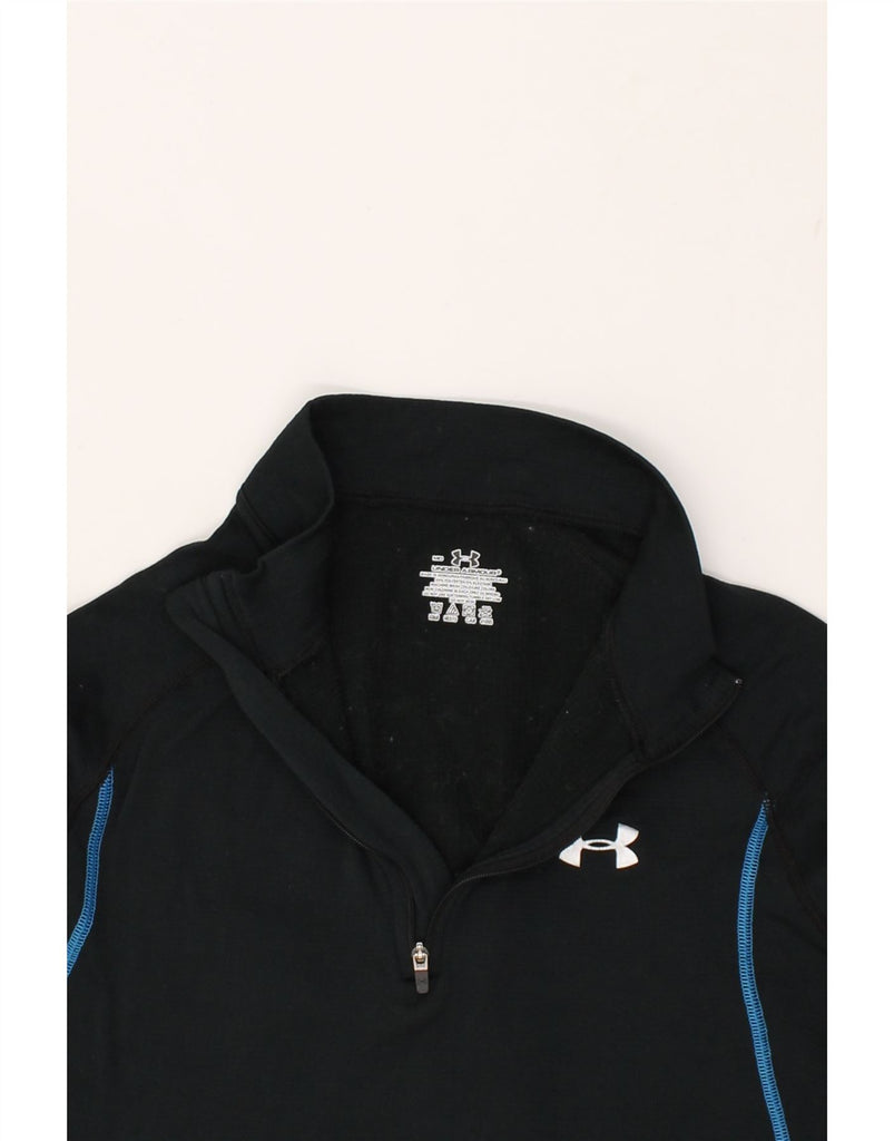 UNDER ARMOUR Womens Zip Neck Pullover Tracksuit Top UK 14 Medium Black | Vintage Under Armour | Thrift | Second-Hand Under Armour | Used Clothing | Messina Hembry 