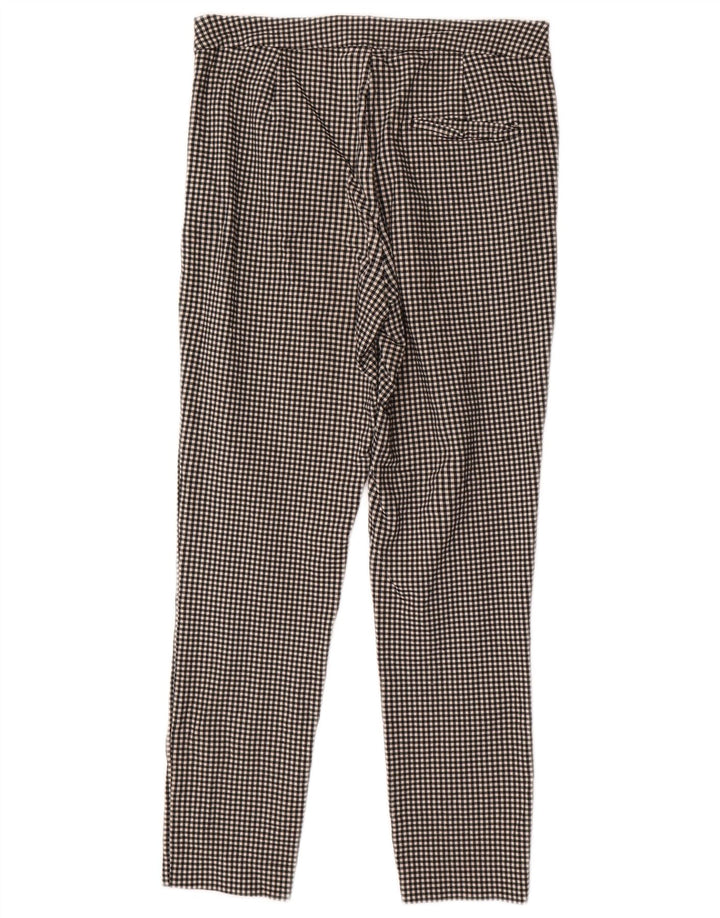 ZARA Womens Slim Chino Trousers W27 L28 Black Gingham Viscose