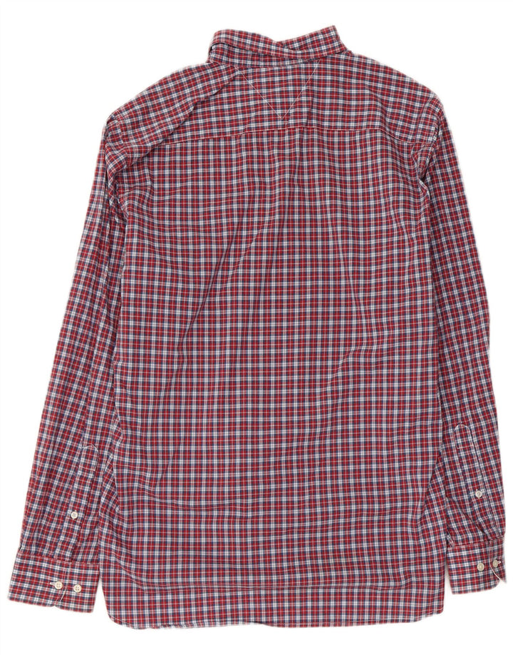 Tommy Hilfiger Mens Regular Fit Shirt Large Red Check Cotton